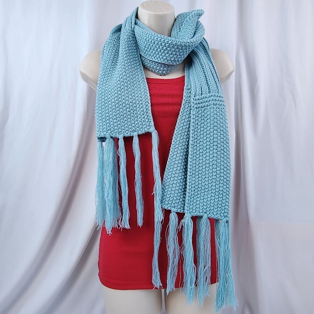 💜Vintage Blue Green Soft Acrylic Lightweight Textured Scarf